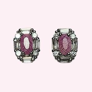 Ruby Sterling Silver Stud Earrings